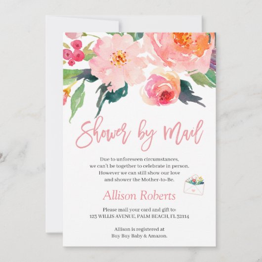 Shower by Mail Whimsical Waterverf Garden Floral Kaart (Voorkant)