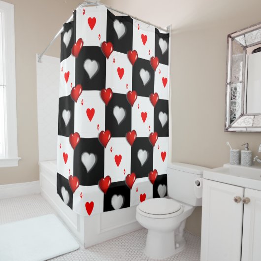 Shower Curtain Ace Hearts Douchegordijn (In situ)