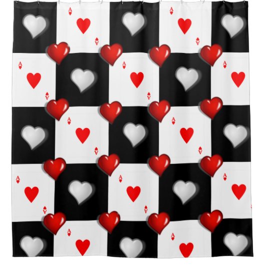 Shower Curtain Ace Hearts Douchegordijn (Voorkant)