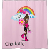 Shower Curtain African Girl Rainbow Happy Clouds Douchegordijn (Voorkant)