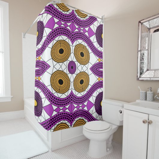 Shower Curtain African Print fabric Etnische bloem Douchegordijn (In situ)