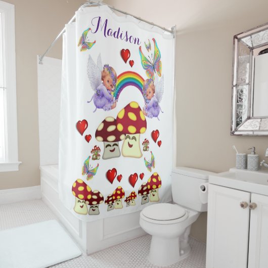 Shower Curtain Angels Rainbow-paddenstoelen Douchegordijn (In situ)