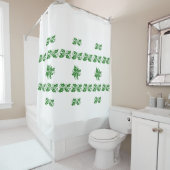Shower Curtain - Bands of Green Holly Leaves Douchegordijn (In situ)