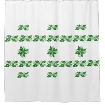 Shower Curtain - Bands of Green Holly Leaves