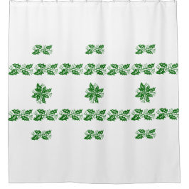 Shower Curtain - Bands of Green Holly Leaves Douchegordijn