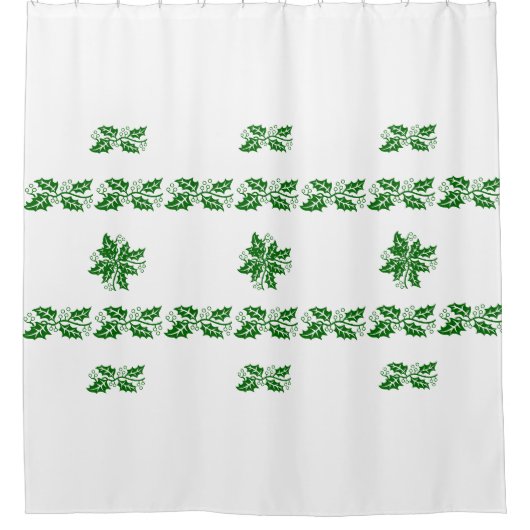 Shower Curtain - Bands of Green Holly Leaves Douchegordijn (Voorkant)