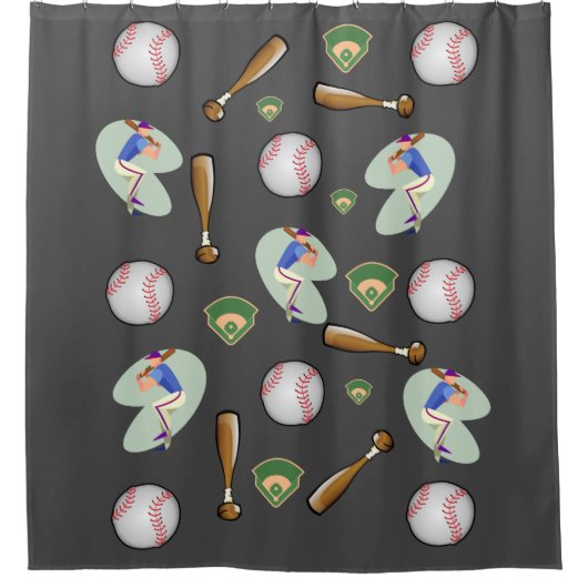Shower Curtain Baseball Douchegordijn (Voorkant)