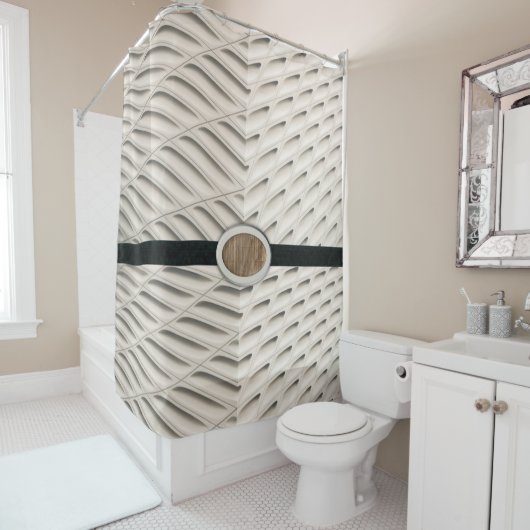 Shower Curtain Beige Black Douchegordijn (In situ)