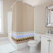 Shower Curtain beige Rope Stripe Douchegordijn (In situ)