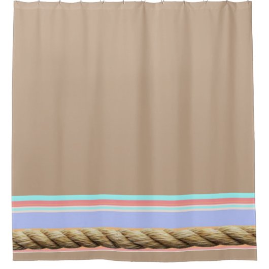 Shower Curtain beige Rope Stripe Douchegordijn (Voorkant)