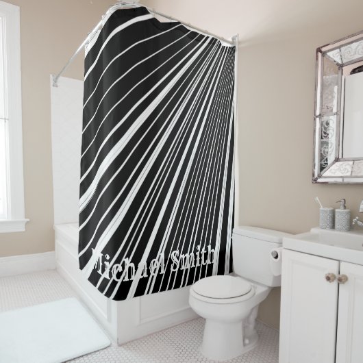 Shower Curtain Black en White Stripe Douchegordijn (In situ)