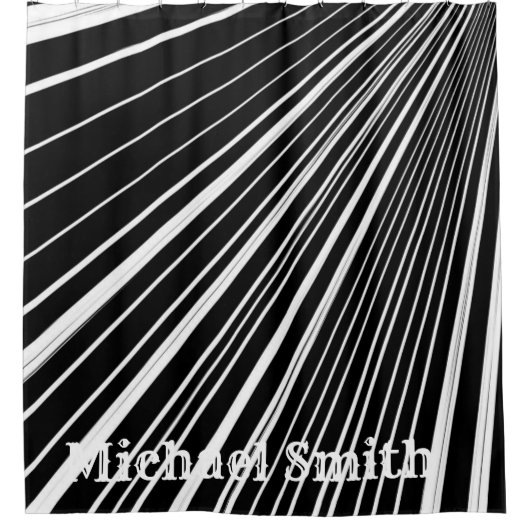 Shower Curtain Black en White Stripe Douchegordijn (Voorkant)