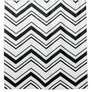 Shower Curtain/Black en White Zig Zags Douchegordijn