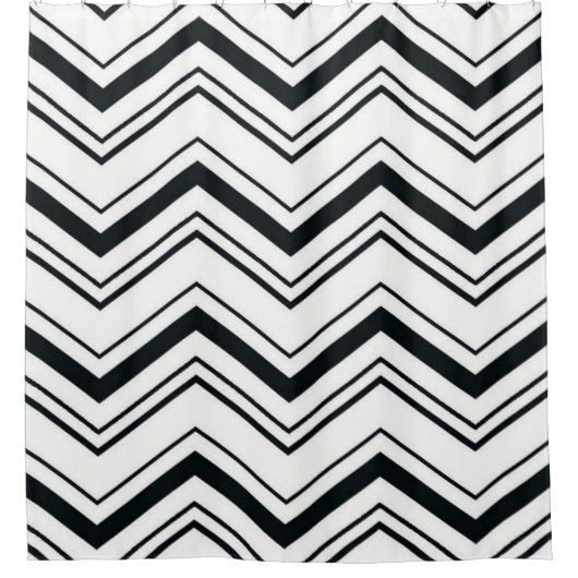 Shower Curtain/Black en White Zig Zags Douchegordijn (Voorkant)