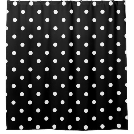 Shower Curtain/Black met White Polka Dots Douchegordijn (Voorkant)