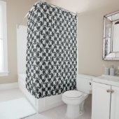 Shower Curtain - Black & White Floral Tile Douchegordijn (In situ)