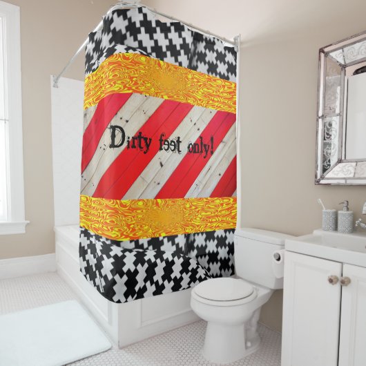 Shower Curtain Black White Red Yellow Douchegordijn (In situ)