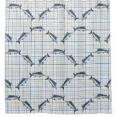 Shower Curtain - Blauwe mariniers op speldenbank Douchegordijn (Voorkant)