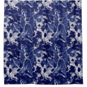 Shower Curtain - Blue and Silver Marble Pattern Douchegordijn (Voorkant)