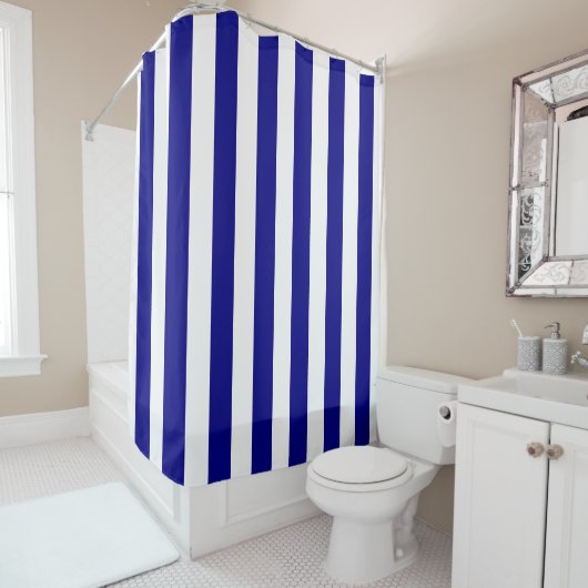 Shower Curtain Blue en White Stripes Douchegordijn (In situ)