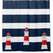 Shower Curtain - Blue Stripes Lighthouse Douchegordijn (Voorkant)