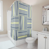 Shower Curtain Blue Yellow White Stripes Douchegordijn (In situ)