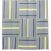 Shower Curtain Blue Yellow White Stripes Douchegordijn (Voorkant)