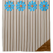 Shower Curtain Brown Stripe Floral Douchegordijn (Voorkant)