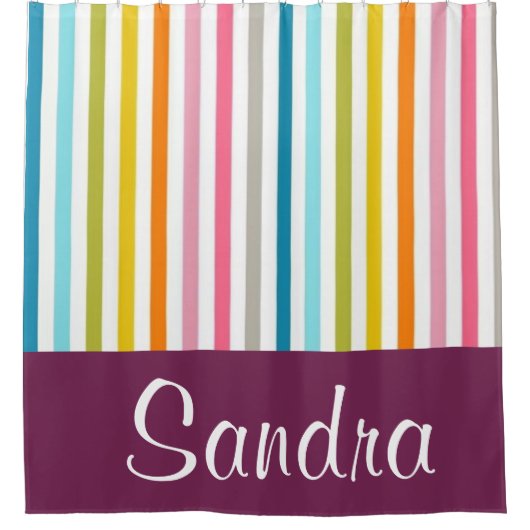 Shower Curtain Burgundy Stripe Douchegordijn (Voorkant)