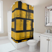 Shower Curtain Burnt Yellow Black Douchegordijn (In situ)