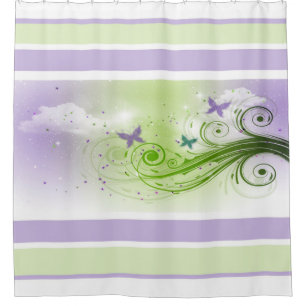 Shower Curtain/Butterflies, Swirls and Clouds Douchegordijn