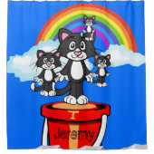 Shower Curtain Cats Rainbow Clouds Douchegordijn (Voorkant)
