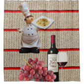 Shower Curtain Chef Wine Pasta Graps Douchegordijn (Voorkant)