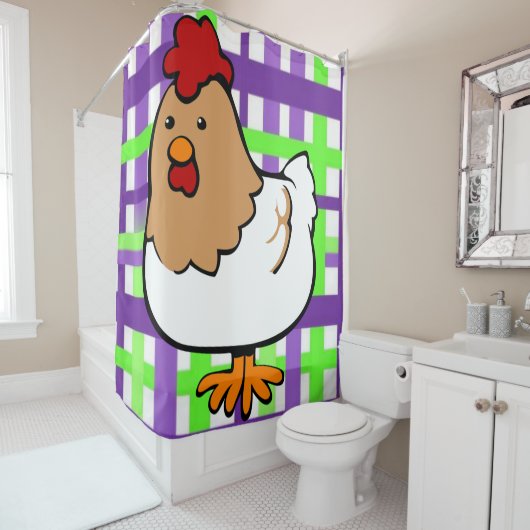 Shower Curtain Chicken Douchegordijn (In situ)