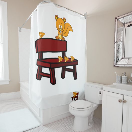 Shower Curtain Children's Squirrels Douchegordijn (In situ)