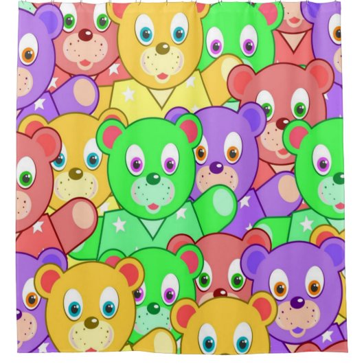 Shower Curtain Colorful Teddy Bears Douchegordijn (Voorkant)