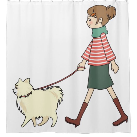Shower Curtain Dog Walker Douchegordijn (Voorkant)