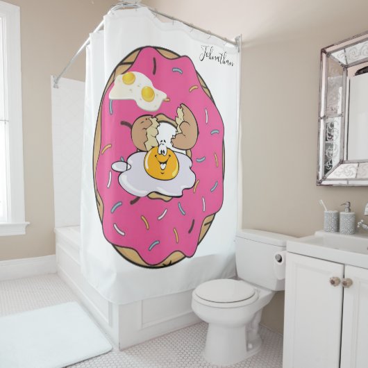 Shower Curtain Donut Eggs Douchegordijn (In situ)