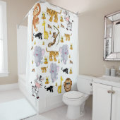 Shower Curtain Elephants Monkey Douchegordijn (In situ)