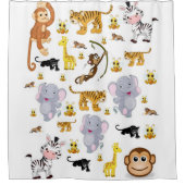 Shower Curtain Elephants Monkey Douchegordijn (Voorkant)