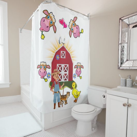 Shower Curtain Farmer Boerderij House Yellow Ducks Douchegordijn (In situ)