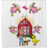 Shower Curtain Farmer Boerderij House Yellow Ducks Douchegordijn (Voorkant)