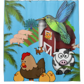 Shower Curtain Farmhouse Pigs Koe Chicken Douchegordijn (Voorkant)
