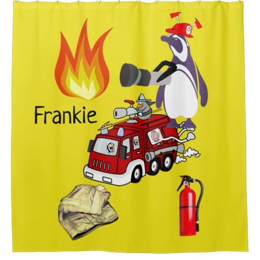 Shower Curtain Fire Penguin Douchegordijn (Voorkant)