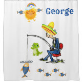 Shower Curtain Fisherman Vist visalligator Douchegordijn (Voorkant)