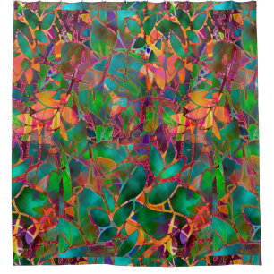 Shower Curtain Floral Abstract Glas in lood Douchegordijn