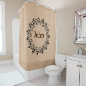 Shower Curtain Floral Black Monogram Douchegordijn (In situ)