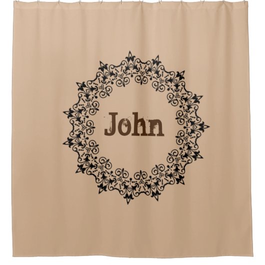 Shower Curtain Floral Black Monogram Douchegordijn (Voorkant)