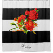 Shower Curtain Floral Black Stripe Douchegordijn (Voorkant)