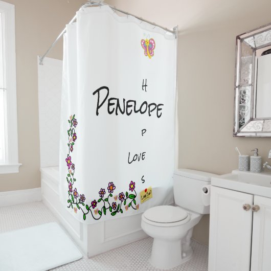 Shower Curtain Floral Butterfly Douchegordijn (In situ)